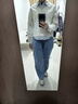 森馬（Semir）森柔棉|商場同款衛(wèi)衣女假兩件條紋春季2025新款翻領(lǐng)開叉衣服 淺花灰00224 M 160/84A 曬單實(shí)拍圖