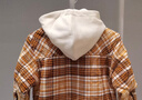 巴拉巴拉童裝兒童棉服男童冬裝格紋連帽外套潮流百搭小童棉衣厚款 白咖色調00415 90 曬單實(shí)拍圖