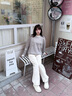 森馬（Semir）牛仔褲女抓毛闊腿褲舒適港風(fēng)冬季2025新款顯腿長(cháng)拖地褲ins潮 奶白10501 M 曬單實(shí)拍圖