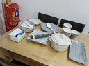 康陌（KANGMO）碗碟套裝北歐輕奢陶瓷釉下彩餐具高級感描金喬遷碗盤筷餐具 10人食42件套配湯煲【禮盒裝】 曬單實(shí)拍圖