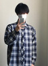 Shelley Jones美式復古vintage格子襯衫男高級感秋季cleanfit襯衣長(cháng)袖痞帥外套 藏青格 XL [建議130-145斤] 曬單實(shí)拍圖
