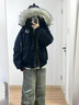 棉致工裝連帽棉服女冬季新款加厚保暖棉衣小個(gè)子派克服外套羽棉襖絨服 MX809藏青色【高品質(zhì)】 M 110-125斤 曬單實(shí)拍圖