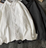 Shelley Jones 襯衫男春秋韓版百搭純色寬松內搭長(cháng)袖襯衣ins潮流青少年大碼外套 白色 XL [建議125-145斤] 曬單實(shí)拍圖