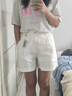 優(yōu)衣庫女裝麻棉短褲/休閑褲子473696 01 乳白色 M /160/66A 曬單實(shí)拍圖