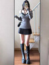 妙奕嘉針織衫女性感修身打底衫女內搭可外穿洋氣毛衣長(cháng)袖上衣長(cháng)袖t恤女 灰色V領(lǐng)長(cháng)袖針織毛衣+黑色蕾絲吊帶背心 均碼 曬單實(shí)拍圖