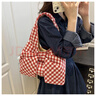 美杜韓風(fēng)復古格子背心包大容量單肩腋下包ins風(fēng)百搭帆布手提包女學(xué)生 蝴蝶結格子包【紅色】 曬單實(shí)拍圖