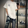 POUM復(fù)古潮流短袖t恤男夏季高街美式圓領(lǐng)印花上衣服純棉男裝半袖體恤 DYG-DY2496白色 XL 曬單實拍圖
