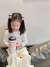 云穗水杯保溫杯女生高顏值2025新款不銹鋼大容量兒童便攜隨行吸管杯子 黑色+粉色皮套+手提繩+小花500ml 曬單實(shí)拍圖