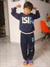 G.DUCK HELLO男童秋季套裝秋季新款假兩件加絨加厚兒童衛衣褲子一體絨兩件套潮 藏青色S款兩件套 春秋款 150 建議身高140-150CM 曬單實(shí)拍圖