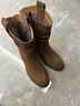 天美意西部靴粗跟百搭日常休閑一腳蹬潮流女靴2025新款KXZ15DZ5 絨面款-棕色 36 曬單實(shí)拍圖