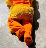 豹潛爬爬服爬行嬰兒春夏秋季寶寶拖布連體衣服防臟罩衣擦地板拖把空調(diào) 【升級款】桔色露手露腳款 90碼 曬單實拍圖