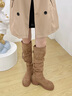 卓詩(shī)尼厚底長(cháng)筒靴女2025秋冬新款西部牛仔靴顯瘦加絨復古不過(guò)膝長(cháng)靴女靴 駝色-單里四季款 37 曬單實(shí)拍圖