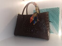尊爵狼鱷魚(yú)紋女包手提包新款真皮通勤媽媽包高檔皮包大容量包包生日禮物 棕色 曬單實(shí)拍圖
