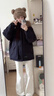 多菲尼森 小個(gè)子毛領(lǐng)加厚羽絨棉服女士2024年冬韓版休閑寬松學(xué)生保暖外套 派克棉服藏青色 M 【110-130斤】 曬單實(shí)拍圖