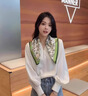 CHANEELR & KARITH真絲巾2025新款桑蠶絲甜美領(lǐng)巾花叢蝴蝶真絲披肩秋小方巾送女友 米色 曬單實(shí)拍圖