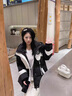 AEMAPE白鴨絨羽絨服女2025秋冬季新款加厚女裝時(shí)尚休閑設計感中長(cháng)款外套 黑白 L 建議116-125斤 曬單實(shí)拍圖