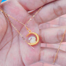 中國黃金（CHINA GOLD）兔子黃金吊墜女足金和田玉星月亮兔本命年中秋節生日禮物送女友 玉兔吊墜 【配S925銀鏈】 0.75g 曬單實(shí)拍圖