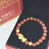 中國(guó)黃金（CHINA GOLD）黃金紅瑪瑙貔貅手鏈男女款足金轉(zhuǎn)運(yùn)珠手串情人節(jié)生日禮物送愛(ài)人 8mm紅瑪瑙+1只貔貅2顆金珠約2.8g 曬單實(shí)拍圖