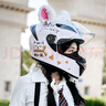 ais2025新款摩托車頭盔女電動車藍牙可愛全盔機車夏季四季3C認證超輕 亮白夢幻貓白鏡+貓耳 L(小)建議57-58頭圍 曬單實拍圖