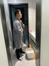 卡賓男裝潮流格紋風衣外套時尚寬松長款W 淺灰色16 XL 52/180 曬單實拍圖
