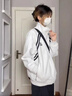 億梵莎（YIFANSHA）衛(wèi)衣女春秋款2024新款美式休閑運(yùn)動撞色拉鏈立領(lǐng)寬松學(xué)生開衫外套 白灰色 均碼（可備注碼數(shù)） 曬單實(shí)拍圖