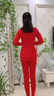 莫代爾本命年保暖內衣套裝女士馬年大紅色塑身美體結婚打底蕾絲秋衣秋褲 紅色/6679 均碼【女80-140斤穿】 曬單實(shí)拍圖