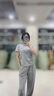 KBZ輕奢夏季輕熟風(fēng)休閑運動(dòng)套裝女灰色修身正肩短袖t恤闊腿褲兩件套 灰色兩件套 M （101-110斤） 曬單實(shí)拍圖