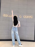 美麗衣櫥（BEAUTIFUL WARDROBE）復古水洗直筒牛仔褲女秋季新款寬松闊腿褲女高腰女百搭長(cháng)褲子女 曬單實(shí)拍圖