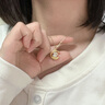 中國黃金本命年兔子黃金項鏈女足金和田玉吊墜中秋節禮物送女友老婆生日 足金彎月萌兔吊墜+k金鏈 曬單實(shí)拍圖