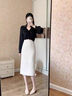 黑色a字半身裙女春秋2026新款高腰高級感開(kāi)叉冬裙直筒包臀毛呢裙 米白色-毛呢-長(cháng)款71cm L (28) 曬單實(shí)拍圖