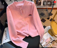 妃奧絨高級感毛衣開衫外套女秋季韓系小眾刺繡針織衫顯白綠色珍珠扣上衣 粉色 XXL 曬單實拍圖