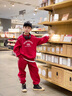 三葉豆（SANYEDOU）童裝男童套裝春秋裝2024新款兒童運動(dòng)衣服中大童男孩衛衣兩件套潮 紅色 150 曬單實(shí)拍圖