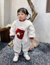 班喜迪嬰兒衣服冬裝嬰幼兒連體衣過年拜年服寶寶喜慶新年禮服外出服冬季 米色 90cm 曬單實(shí)拍圖