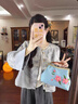 PMOG 新中式套裝女2025春秋新款國風(fēng)盤(pán)扣短外套闊腿褲裙兩件套女 暗紋上衣【今年流行漂亮/超洋氣歐貨小衫/插肩袖/ S 【建議80-100斤】 曬單實(shí)拍圖