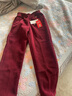 皮爾卡丹（pierre cardin）燈芯絨媽l媽褲子女春秋寬松外穿中年高腰新款長(cháng)褲加厚條絨直筒褲 酒紅款 加絨 XL 90-110斤 曬單實(shí)拍圖