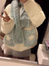 派吉鯊可愛(ài)毛茸圍巾polo領(lǐng)棉服外套女2025冬季新款保暖加厚百搭棉衣棉襖 藍色+圍巾 M 95-105 曬單實(shí)拍圖