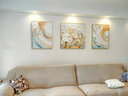 仟畫(huà)物語(yǔ)現代輕奢客廳三聯(lián)油畫(huà)抽象花卉裝飾畫(huà)沙發(fā)背景墻北歐簡(jiǎn)約組合掛畫(huà) 金屬香檳金框+免費上門(mén)安裝 60x80*2+80x80(適合3-3.5米沙發(fā)) 曬單實(shí)拍圖