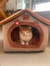 企鵝沫沫封閉式貓窩大房子小型犬狗窩睡覺(jué)貓狗屋可拆洗通用寵物窩 黃色小熊 S【36*33*33】 曬單實(shí)拍圖