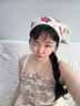 槿城春秋韓版時尚針織鉤花鏤空三角巾女甜美可愛少女風花朵頭巾潮R032 米色【大草莓三角巾】 曬單實拍圖