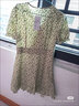 Olrain【七夕】歐芮兒法式碎花雪紡連衣裙女夏季收腰小雛菊短裙 綠色 M 曬單實(shí)拍圖