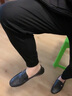 西域駱駝（VANCAMEL）2025新款春季潮流男鞋百搭休閑豆豆鞋男士一腳蹬懶人開(kāi)車(chē)潮鞋皮鞋 5004灰色 42 曬單實(shí)拍圖