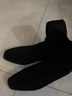 啄木鳥(niǎo)2026秋冬季新款極簡(jiǎn)軟皮方頭百搭低跟馬丁靴女后拉煉平底瘦瘦短靴 黑色 37 曬單實(shí)拍圖