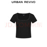 UR2025秋季新款女裝氣質(zhì)優(yōu)雅蕾絲蝴蝶結(jié)短款T恤UWM450176 黑色 XL 曬單實拍圖