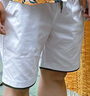 羅蒙（ROMON）男士夏季薄款褲子2025新款短褲男款歐貨中褲潮流透氣速干沙灘褲潮 白色 XL 建議135-150斤 曬單實(shí)拍圖
