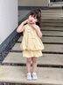 G.DUCKKIDS童裝女童夏季套裝兒童衣服女寶寶夏裝甜美風小鴨子背心短褲兩件套 黃色   90尺碼1~2歲【 80-90cm】 曬單實拍圖