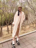 廣月藍(lán)長(zhǎng)款防曬衣女夏襯衫吊帶裙外搭沙灘罩衫開(kāi)衫海邊穿搭雪紡?fù)馓?米白色 M 建議100-115 曬單實(shí)拍圖