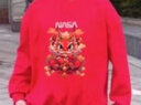 NASA STONE聯(lián)名馬年本命年衣服紅色衛衣男秋冬季加絨加厚新款寬松情侶裝外套 紅色 XL 【140-160斤】 曬單實(shí)拍圖