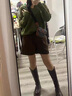 恩若凡海馬毛毛衣女慵懶軟糯風(fēng)綠色V領(lǐng)水秋冬法復(fù)古寬松馬海毛針織上衣 橄欖綠 S 90-100[斤] 曬單實(shí)拍圖
