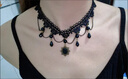 暗黑復古公主蕾絲花邊流蘇項鏈黑色洛麗塔頸鏈choke萬(wàn)圣節鎖骨鏈 項鏈B+玫瑰手環(huán) 曬單實(shí)拍圖