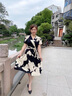 俞兆林（YUZHAOLIN）中年媽媽裝連衣裙女裝夏季2025新款印花裙子50歲洋氣中老年女裝 黑色 4XL （建議135-150斤） 曬單實(shí)拍圖